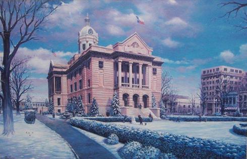 Tyler, Texas, 1910 Smith County Courthouse oil painting 