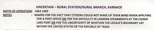 TX Uncertain Rural Station 1967 Postmark  info