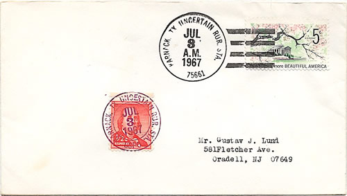 TX -  Uncertain Rural Station 1967 Postmark 