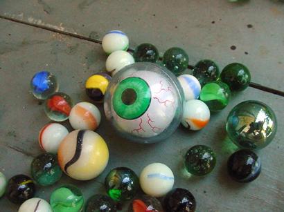 Glass eye and marbles