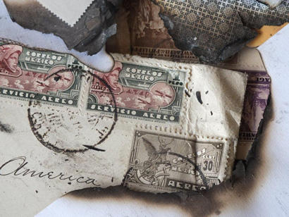 Mexico Stamps on scorched envelopes