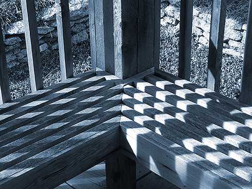 Wood bench light and shadow Criss Cross pattern