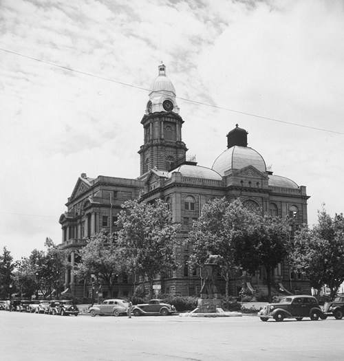 Tarrant County courthouse old photo, Fort Worth, Texas