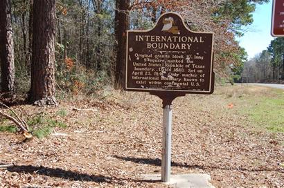 International Boundary sign on FM32, Texas