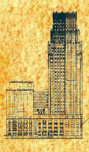 Houston Texas Gulf Building, architect's drawing