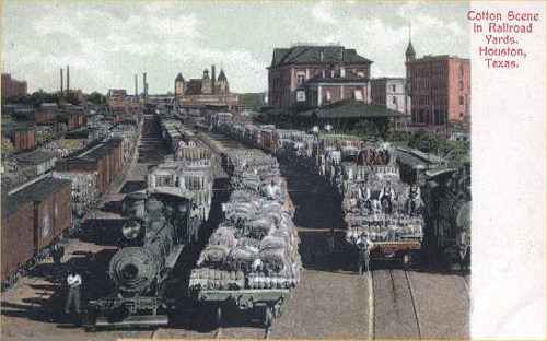 houston Texas - Railroad yards cotton scene