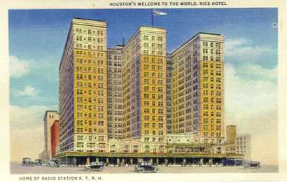 Houston TX - Rice Hotel old post card