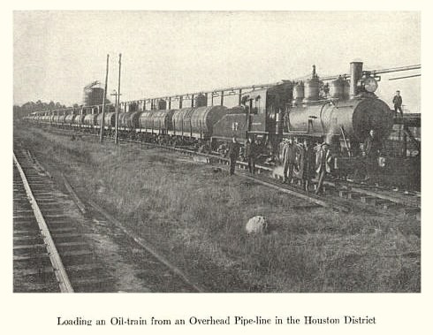 Houston TX - Loading an oil-train from an overhead pipe-line