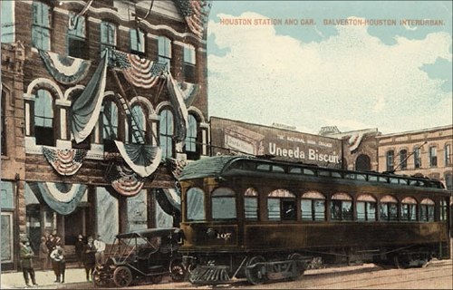 Houston TX - Houston Station &amp; Car. Galveston-Houston Interurban, 1914 