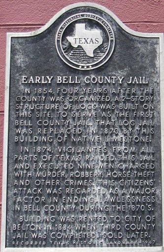 Bell County Jail historical marker, Belton Texas