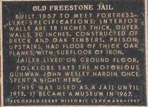 Freestone County Jail marker, Fairfield Texas