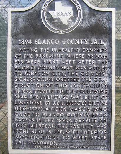 Johnson City TX Blanco County 1894 Jail historical marker