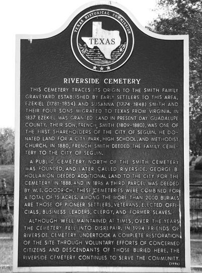 Seguine, Texas - Riverside Cemetery  historical marker