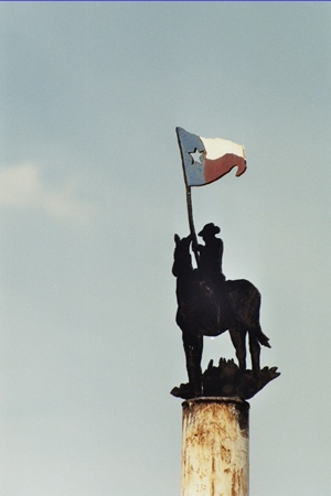 Lake Meredith  cowboy with Texas flag