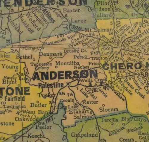 Anderson  county TX 1940s map