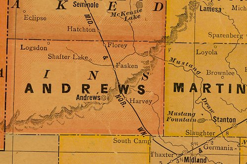 TX  Andrews County 1920s Map