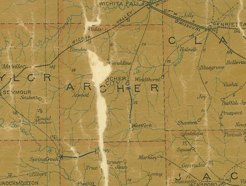 TX - Archer County 1907 postal map