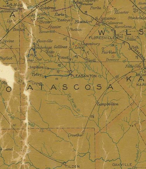 Atascosa County TX 1907 Postal Map