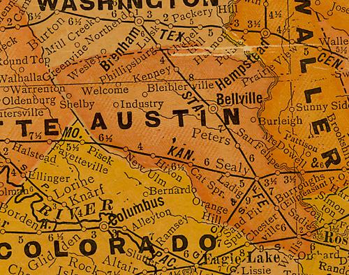Austin County Texas 1920s map