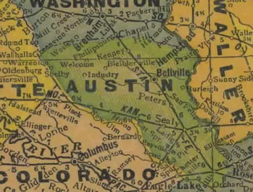 Austin County Texas 1940s map