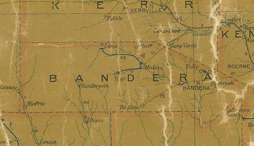 TX Bandera  County 1907 Postal Map
