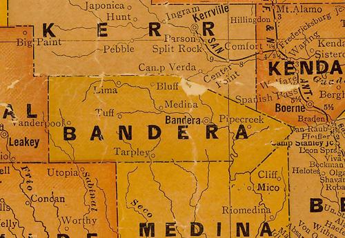 Bandera County TX 1920s Map