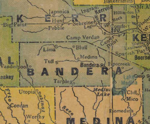 TX Bandera  County 1940s Map