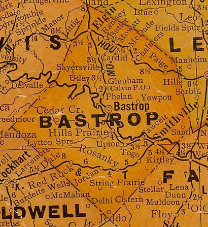 TX Bastrop  County 1920s Map