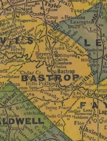TX Bastrop  County 1940s Map