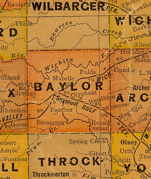 TX Baylor County 1920s Map