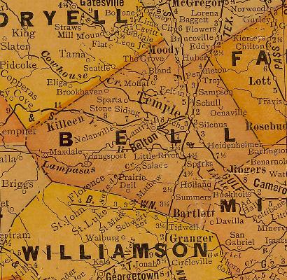 TX Bell County 1920s Map