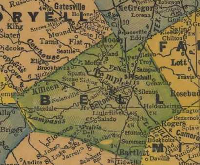 TX Bell County 1940s Map