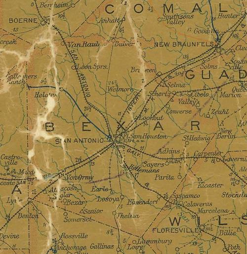 Bexar ounty 1907 postal map