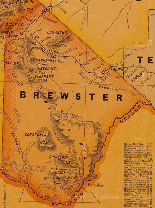 Brewster County TX 1920s Map