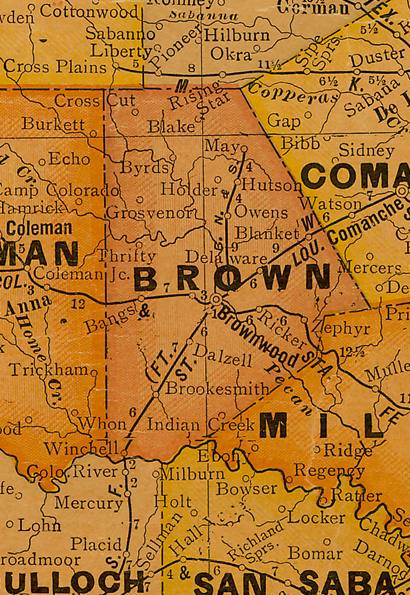 Brown County TX 1920s Map