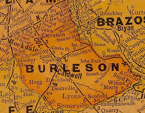 TX Burleson County 1920s Map