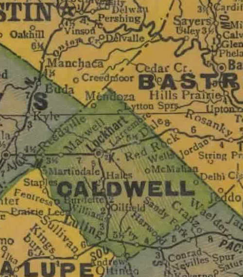 TX Caldwell County 1940s Map
