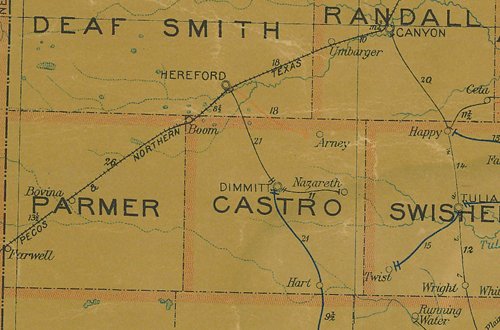 Castro County TX 1907 postal map