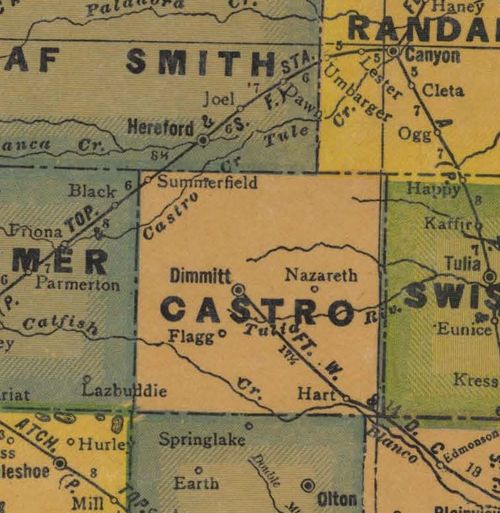Castro County Texas 1940s map