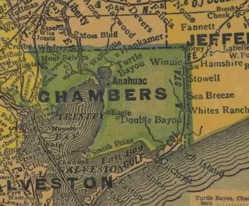 Chambers County Texas 1940s map