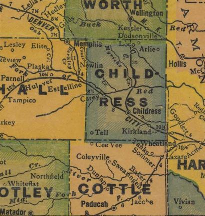 Childress County Texas 1940s map