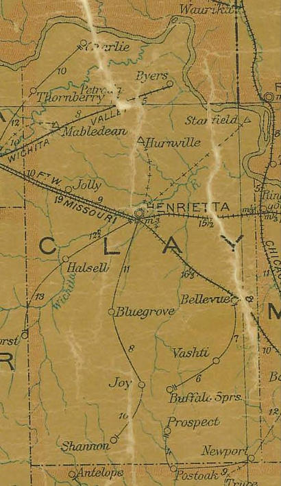 TX Clay County Texas 1907 Postal Map