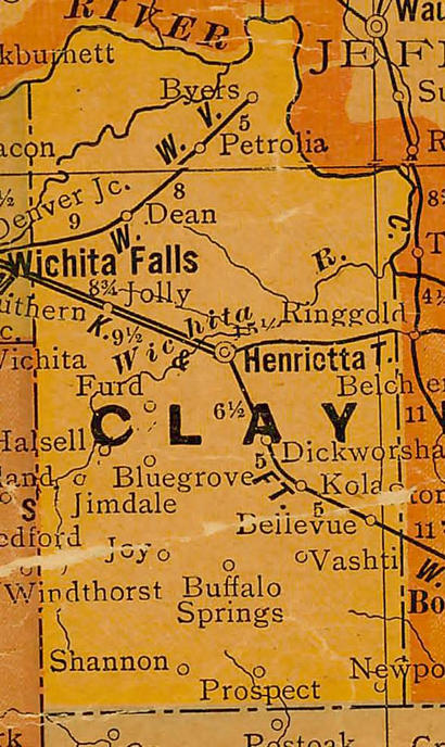 TX - Clay County Texas 1920s Map