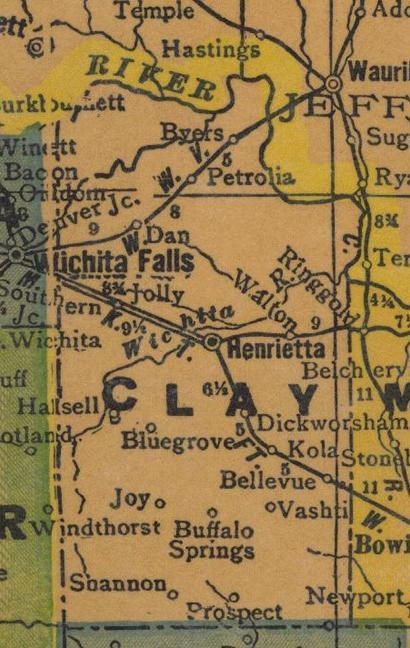 TX - Clay County Texas 1940s Map