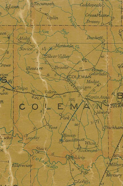 TX Coleman County 1907 Postal Map