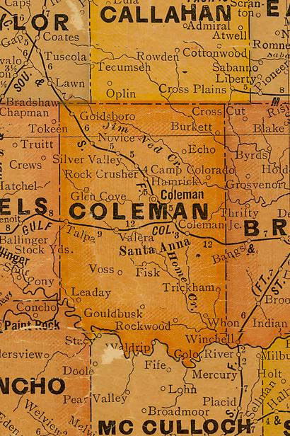 TX Coleman  County 1920s Map