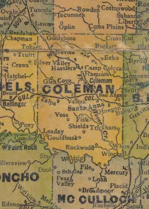TX Coleman  County 1940s Map