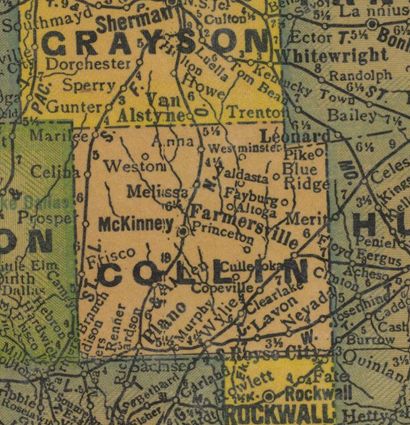 Collin County TX 1940s map