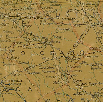 Colorado County TX 1907 Postal Map