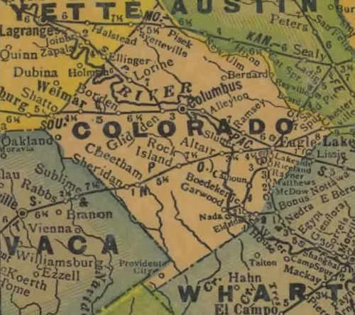 Colorado County Texas 1940s map
